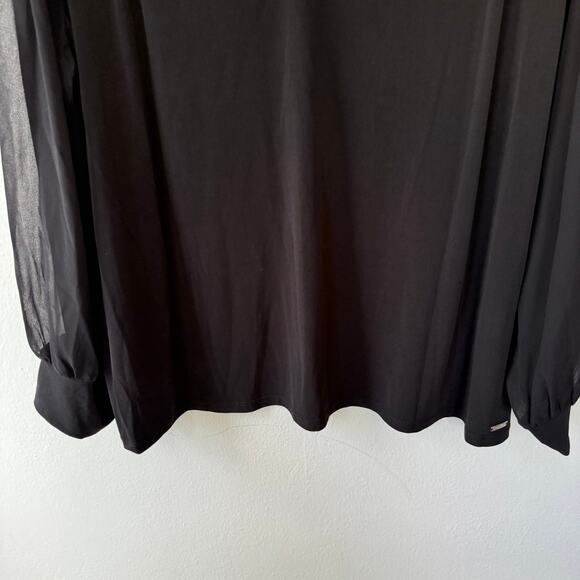 NEW! Calvin Klein liquid Knit V Neck shoulder smocking sheer sleeves top size 2X - Picture 6 of 12
